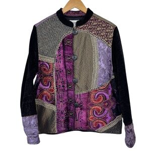 Flashback Vintage Beaded Chenille Patchwork Jacket Y2K